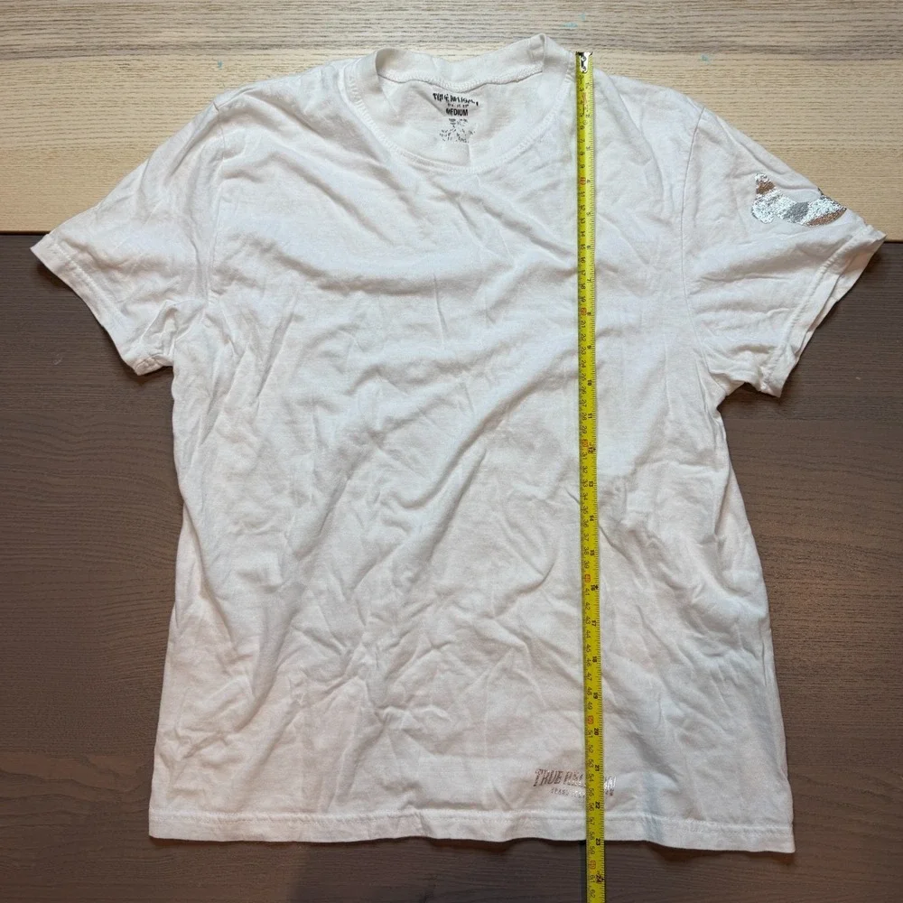 True Religion Shirt Women Medium White Blank Tee Logo Short Sleeve‎